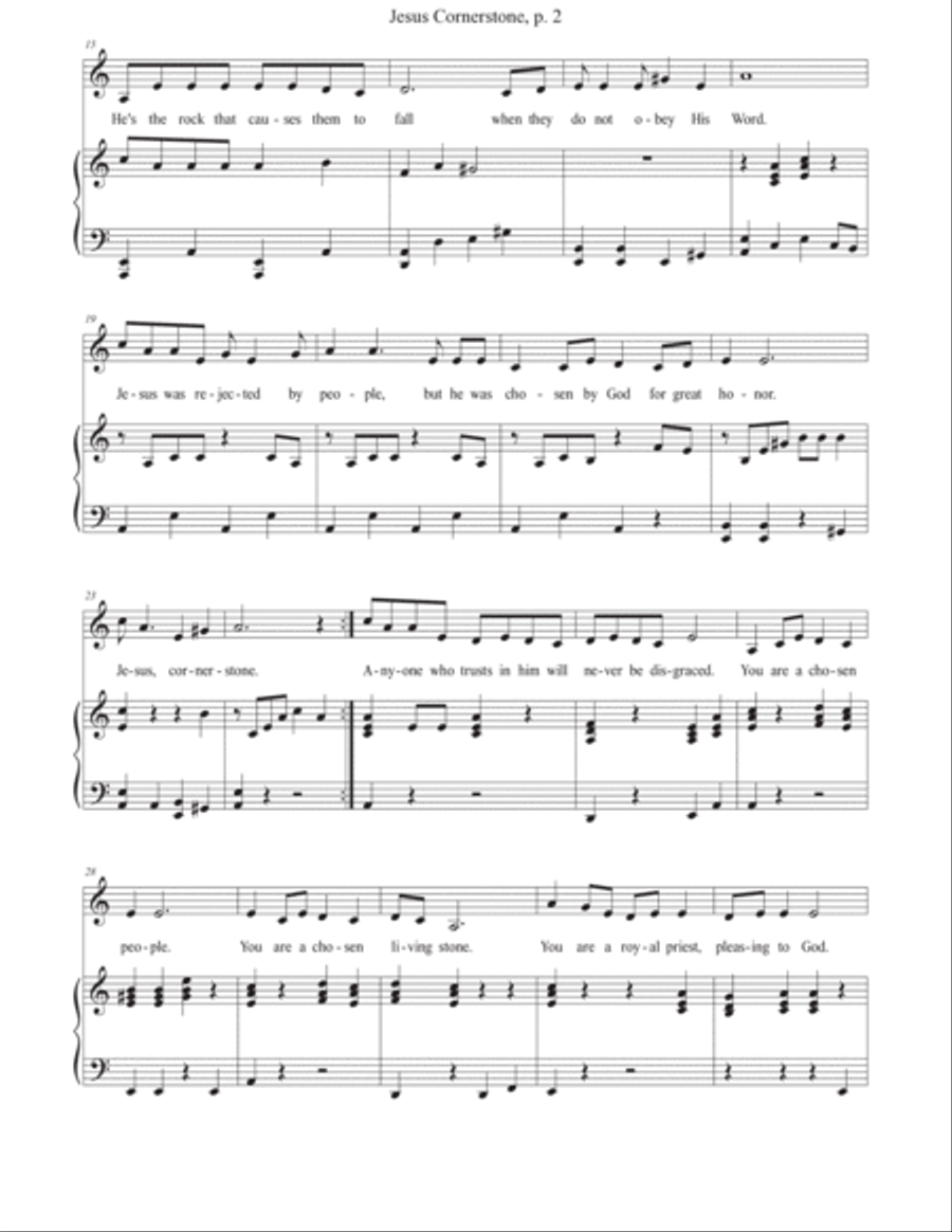 Jesus Cornerstone (Living Stones) Unison Choir scores gallery preview page 2