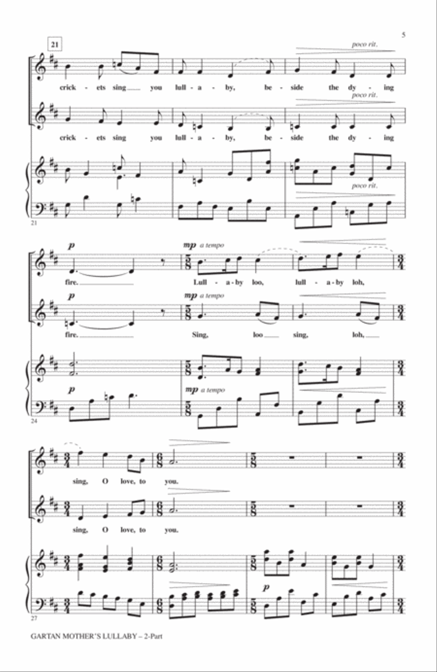 Gartan Mother's Lullaby (arr. Judith Herrington) 2-Part scores gallery preview page 3