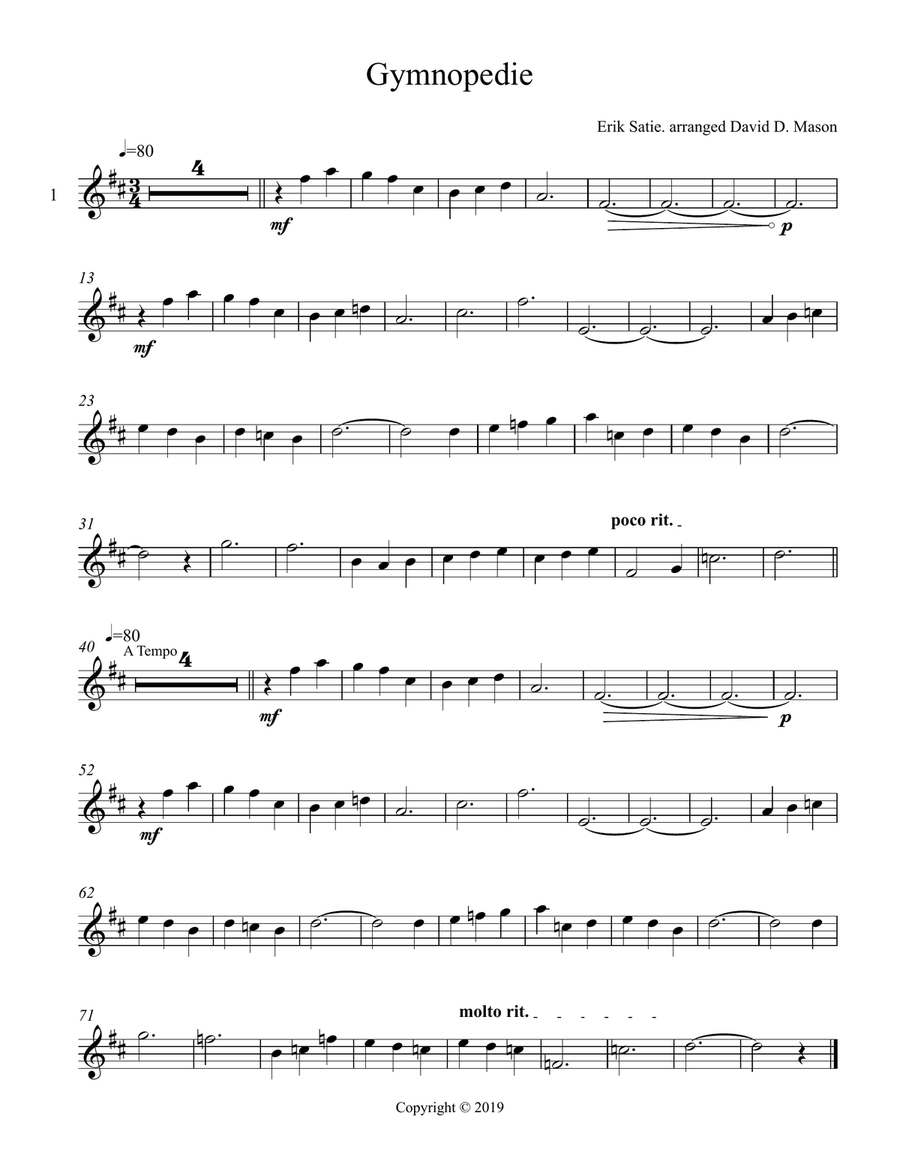 Gymnopedie Gymnopedie Violin Solo scores gallery preview page 2