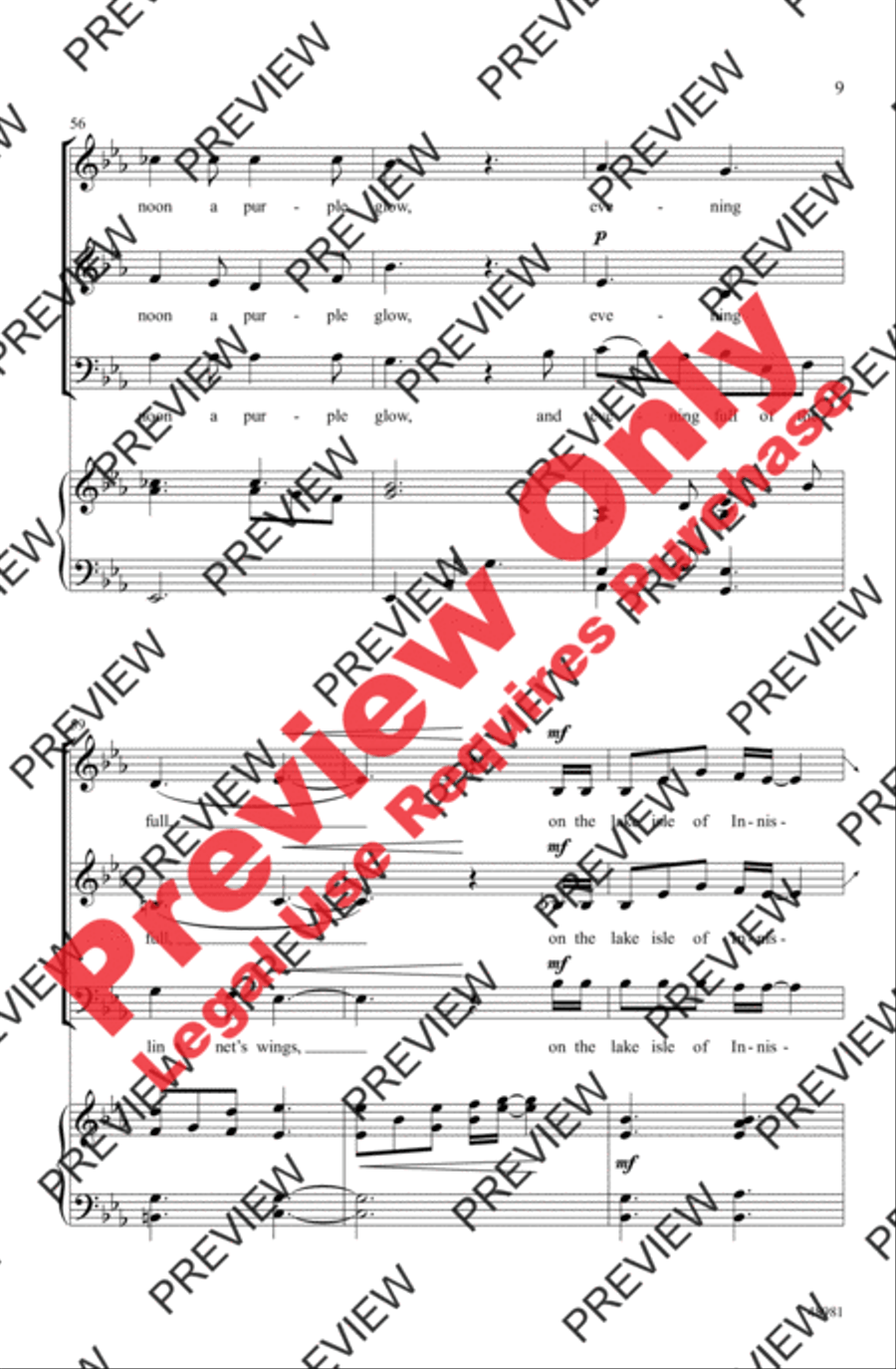 The Lake Isle of Innisfree 3-Part scores gallery preview page 9