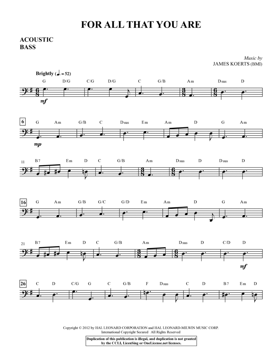 For All That You Are - Acoustic Bass Choir scores gallery preview page 1
