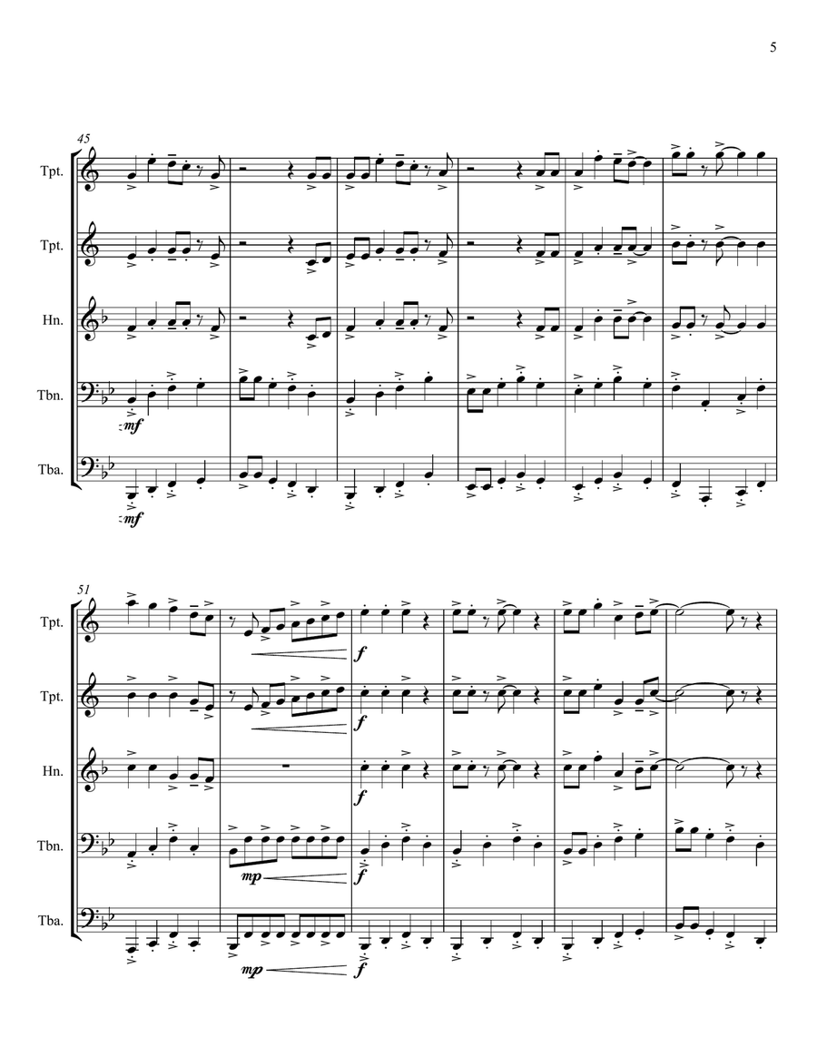 Swingin' Jingle Bells - for Brass Ensemble Brass Ensemble scores gallery preview page 6