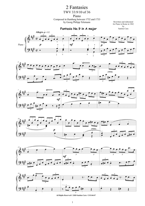 Teleman - 2 Fantasies in (A major A minor) TWV 33 No.9-10 of 36 for Piano