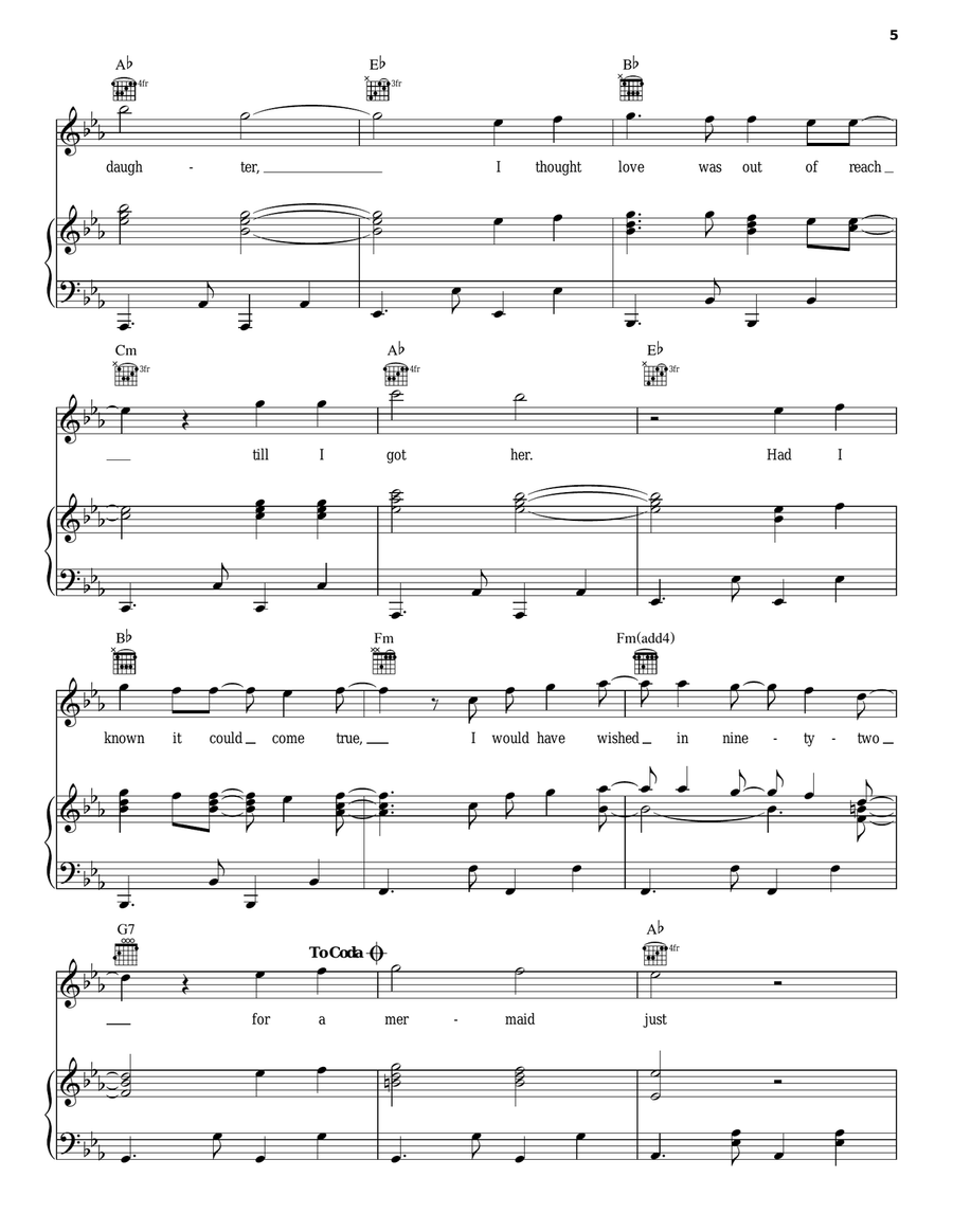 Mermaid Piano, Vocal, Guitar scores gallery preview page 5