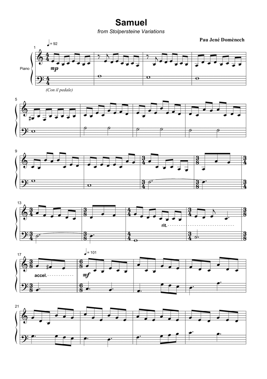 Samuel, Stolpersteine Variations Piano Solo scores gallery preview page 1