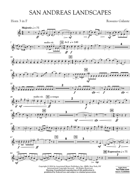 San Andreas Landscapes - F Horn 3 by Rossano Galante Horn - Digital Sheet Music