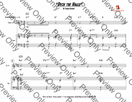 Deck the Halls - Bb TRUMPET & PIANO - D Major image number null