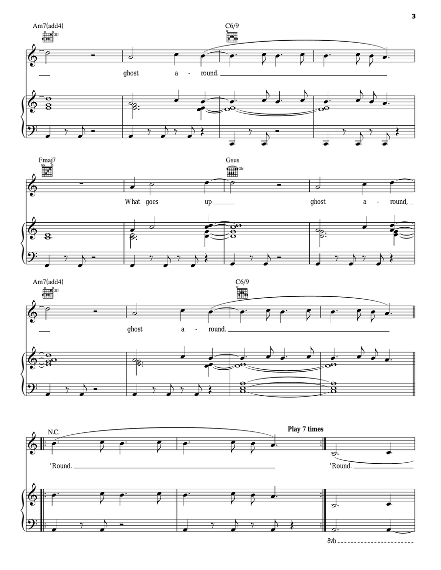 Haunted Piano, Vocal, Guitar scores gallery preview page 3