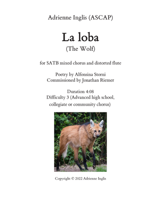 Book cover for La loba (The Wolf) for SATB and flute