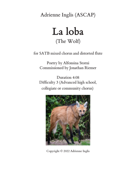 La loba (The Wolf) for SATB and flute image number null
