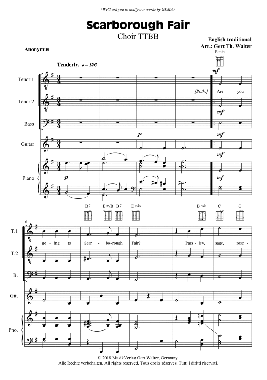 Scarborough Fair Scarborough Fair TTBB scores gallery preview page 1