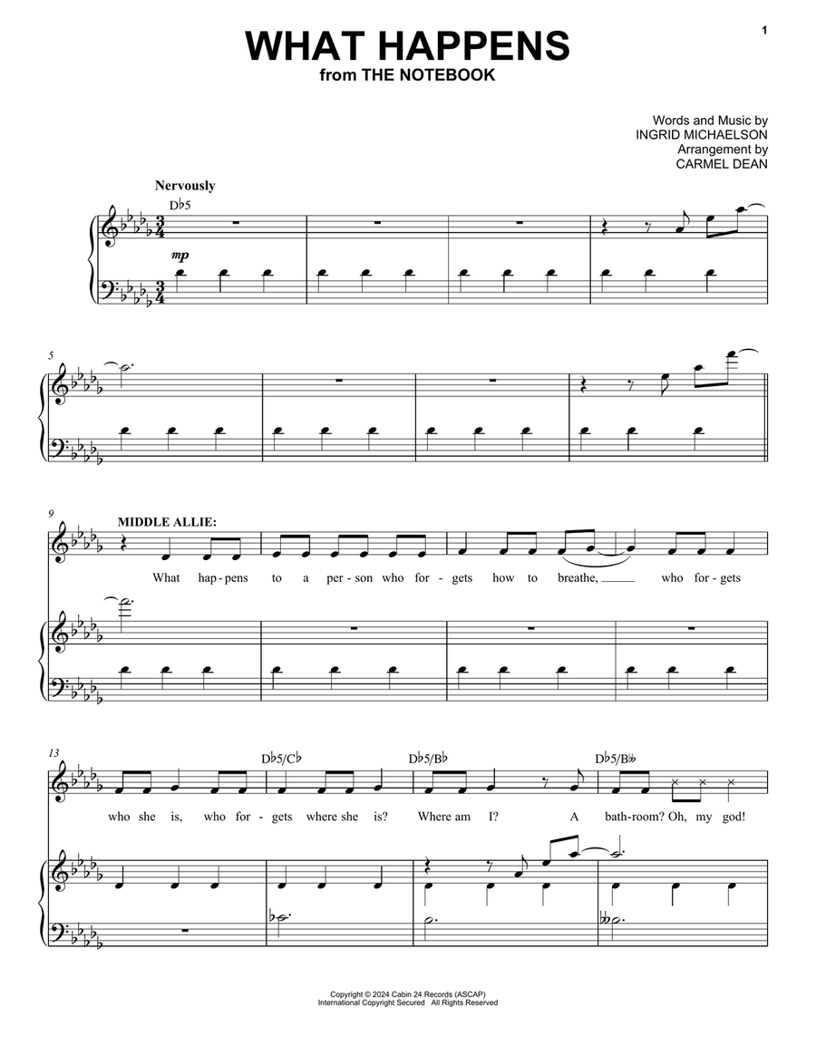 What Happens (from The Notebook) Voice scores gallery preview page 1