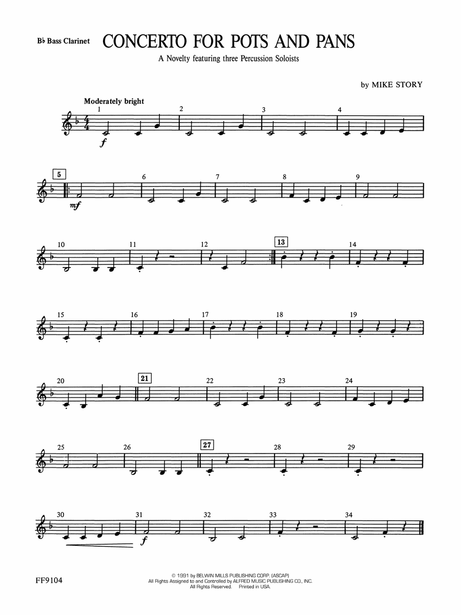 Concerto for Pots and Pans: B-flat Bass Clarinet