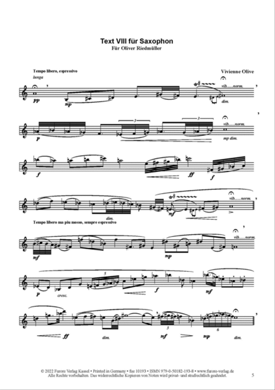 Text VIII Saxophone Solo scores gallery preview page 2