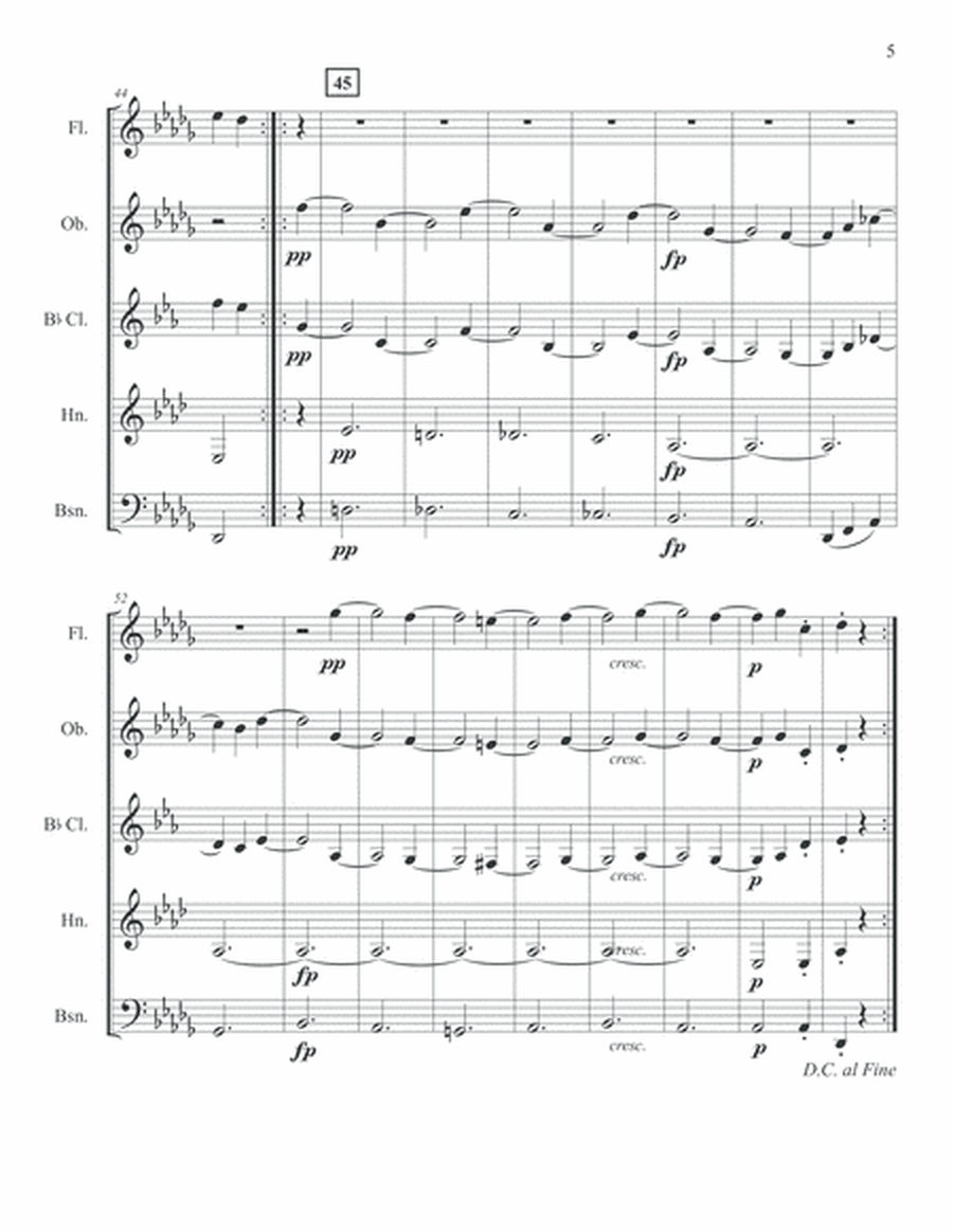 Beethoven Allegretto Woodwind Quintet score and parts image number null