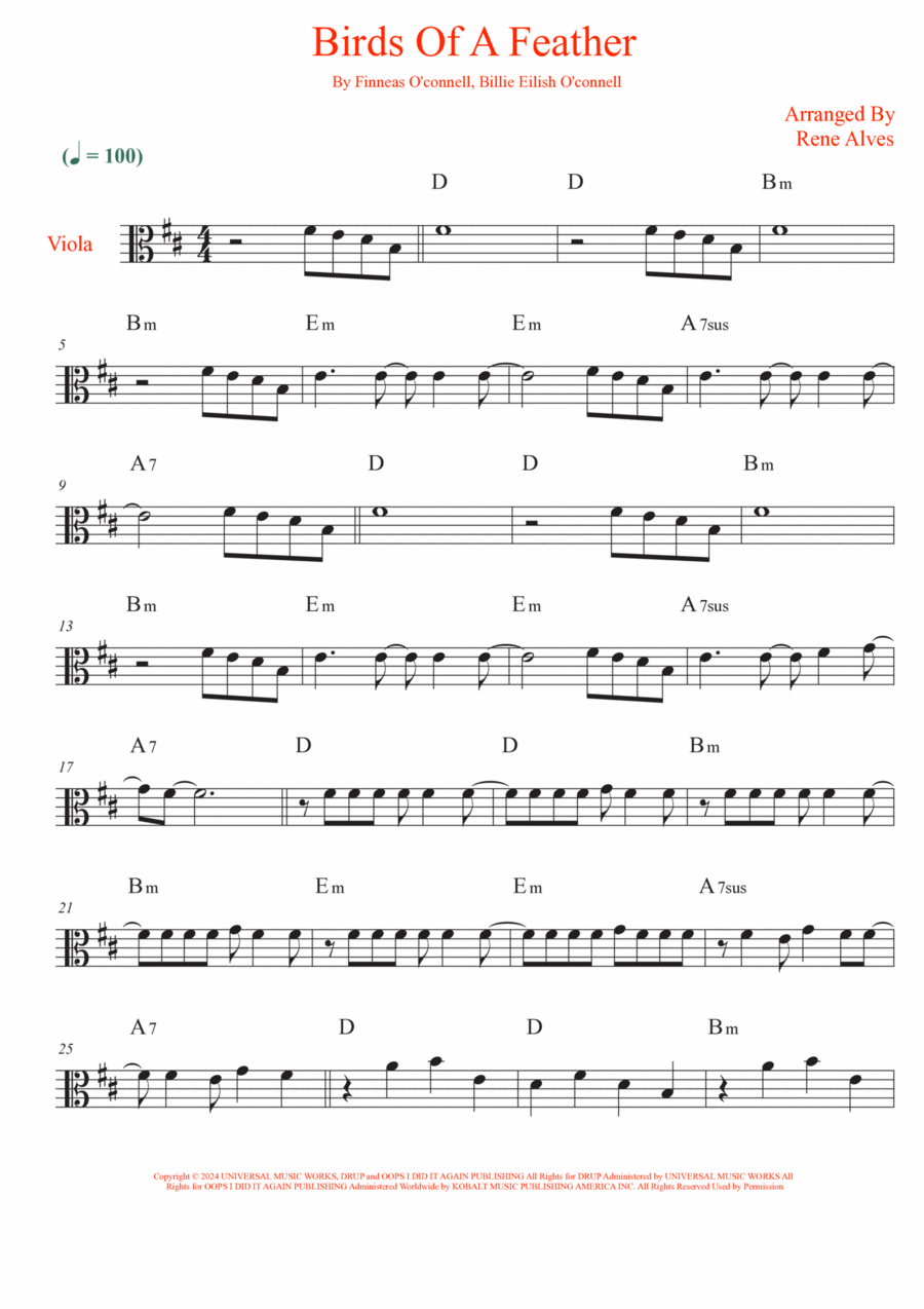 Birds Of A Feather Viola Solo scores gallery preview page 1