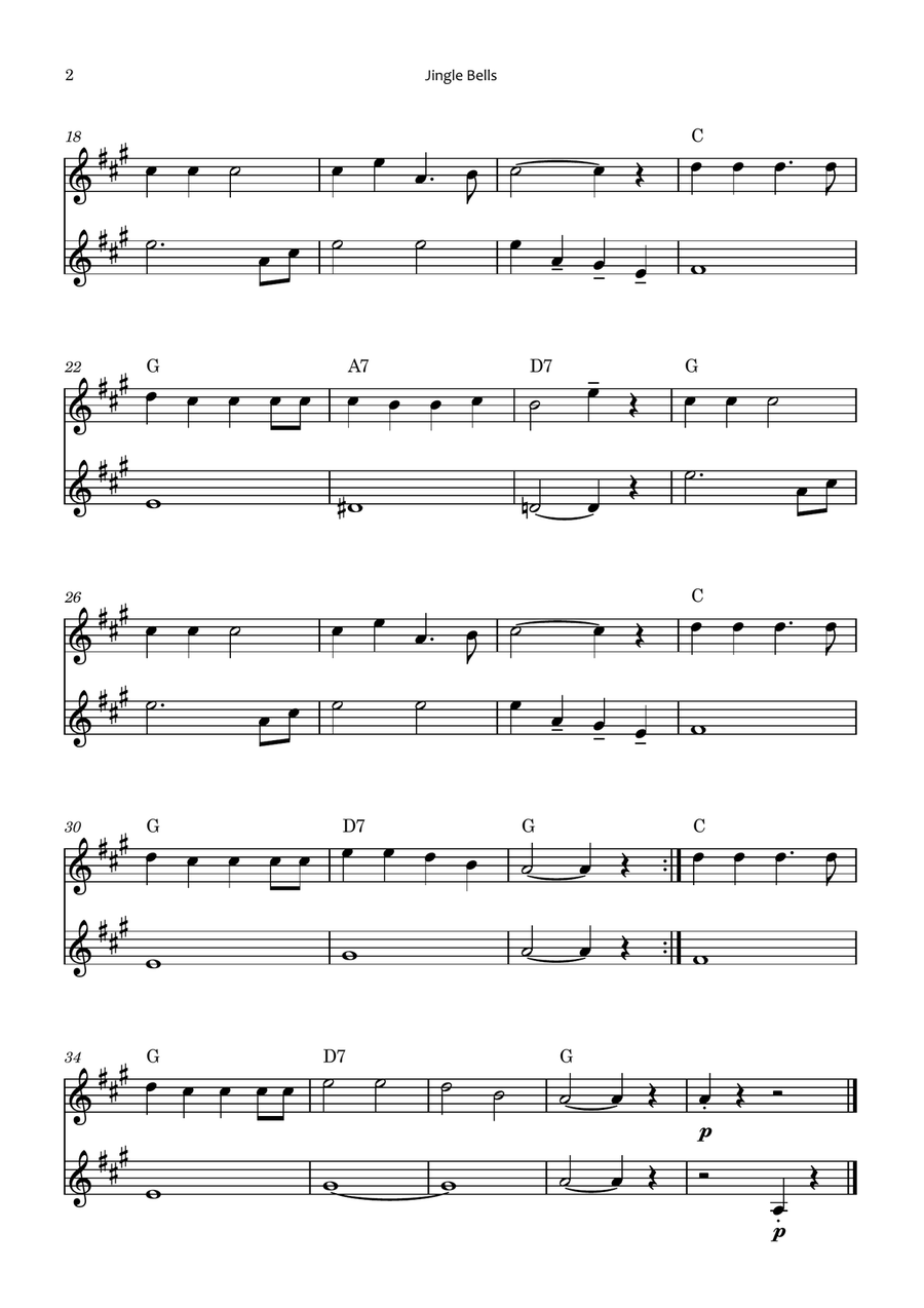 Jingle Bells Woodwind Duet scores gallery preview page 2