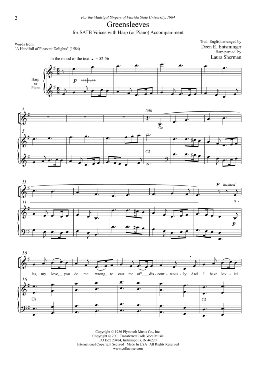 Greensleeves Greensleeves 4-Part scores gallery preview page 1