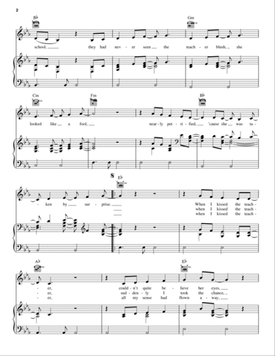When I Kissed The Teacher (from Mamma Mia! Here We Go Again) Piano, Vocal, Guitar scores gallery preview page 2