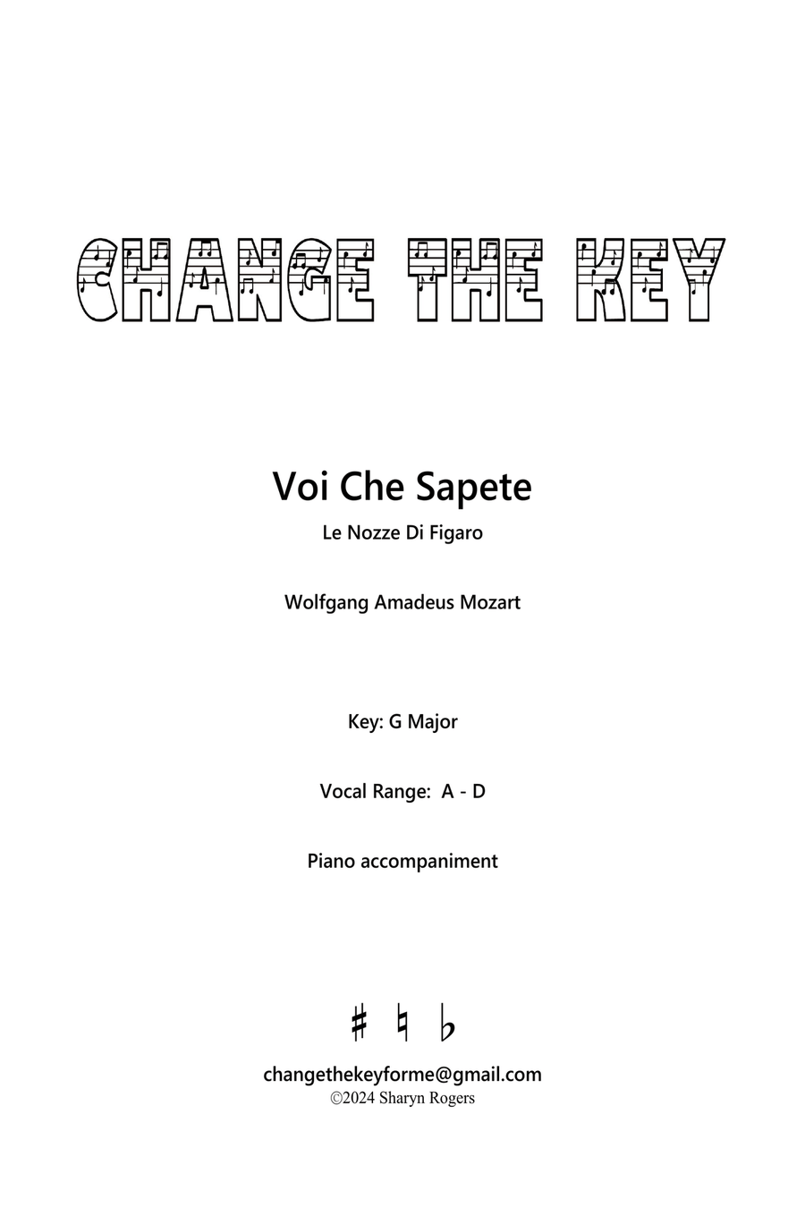 Voi Che Sapete - G Major Voi Che Sapete - G Major Voice Solo scores gallery preview page 1