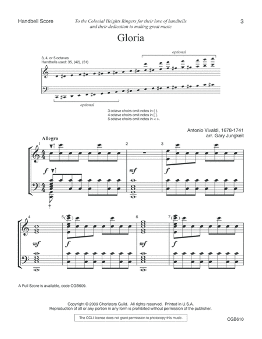 Gloria (Handbell Score) Handbell Choir scores gallery preview page 3