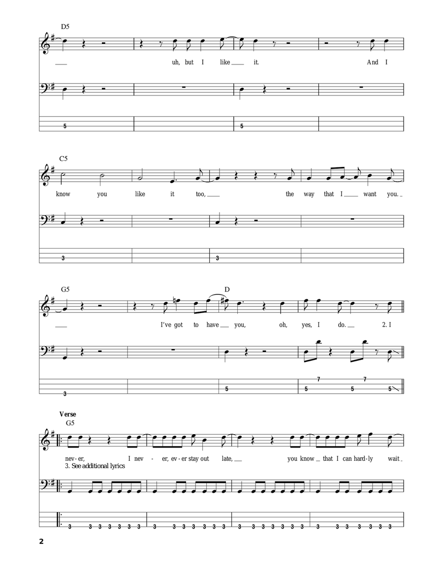 Talk Dirty To Me Talk Dirty To Me Bass Guitar Tablature scores gallery preview page 2