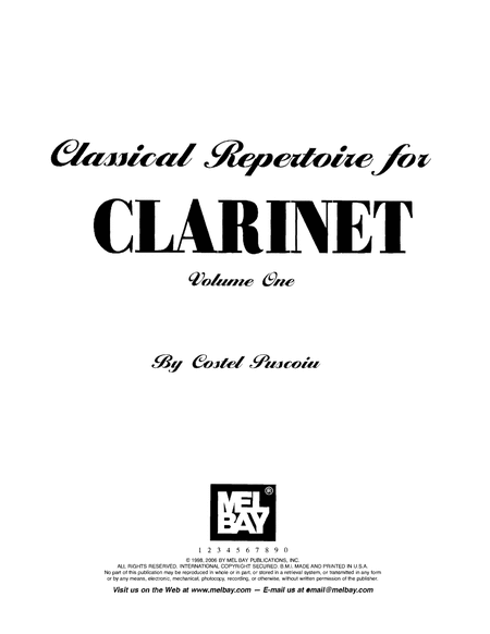 Classical Repertoire for Clarinet Volume 1