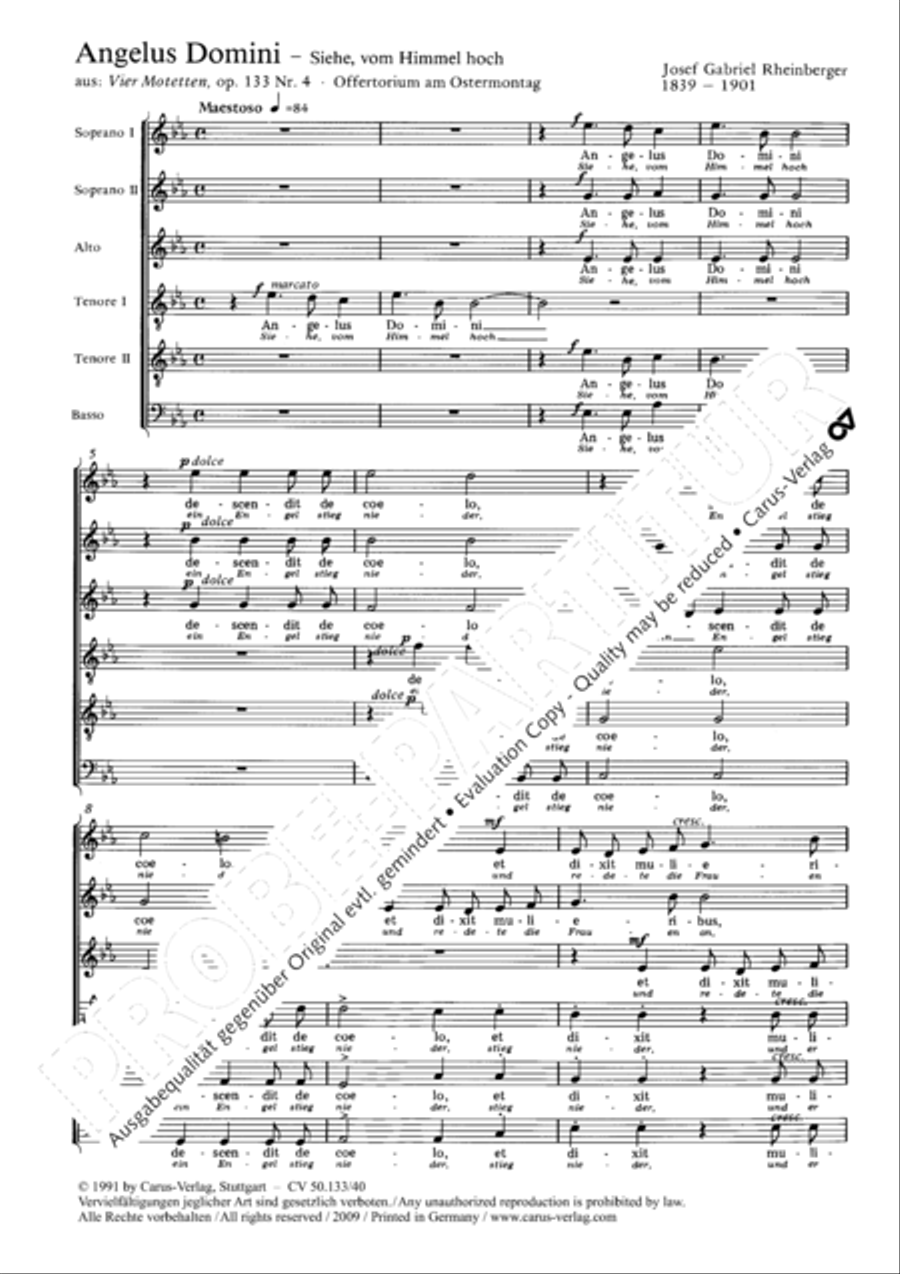 Angelus Domini (Siehe, vom Himmel hoch) Choir scores gallery preview page 3