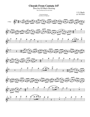 Bach 1723 BWV 147 Jesu Joy Of Man's Desiring for Woodwind quartet with optional Horn in F