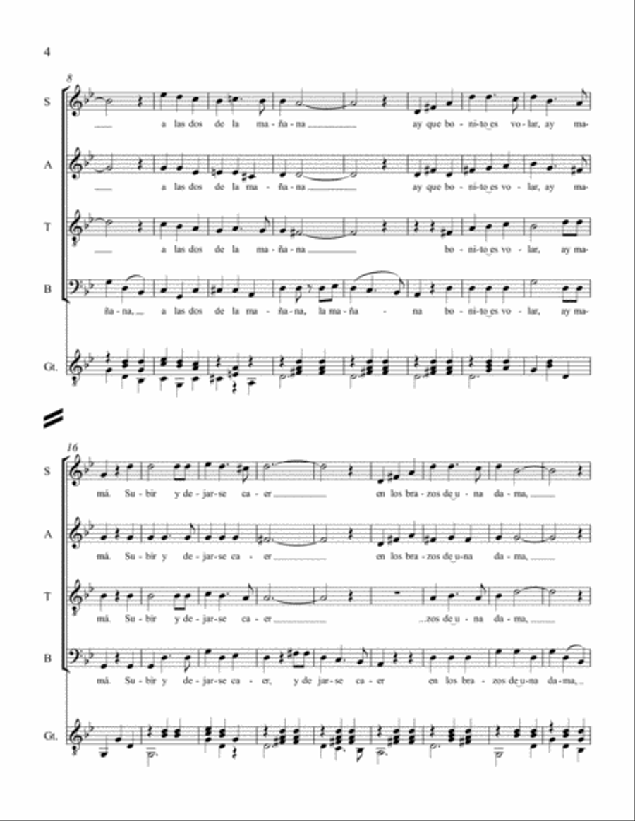 Three Mexican Folk Songs: 2. La Bruja 4-Part scores gallery preview page 4