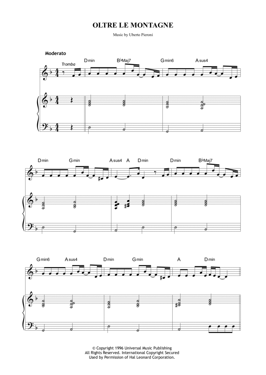 Oltre le montagne Piano scores gallery preview page 1