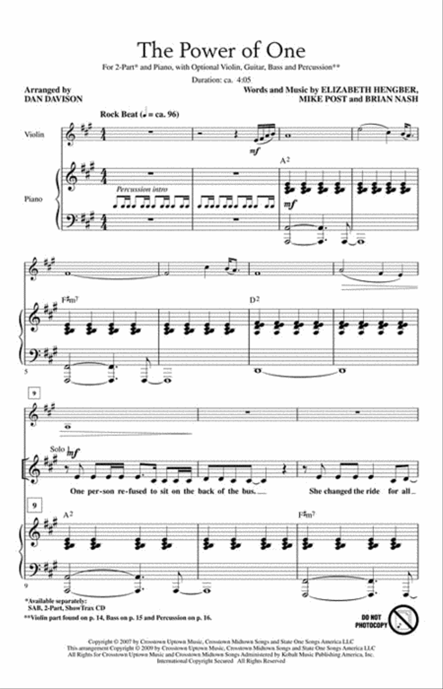 The Power of One 2-Part scores gallery preview page 2