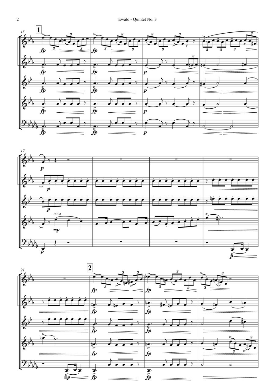 Ewald: Quintet No. 3 for Brass Instruments Brass Ensemble scores gallery preview page 4