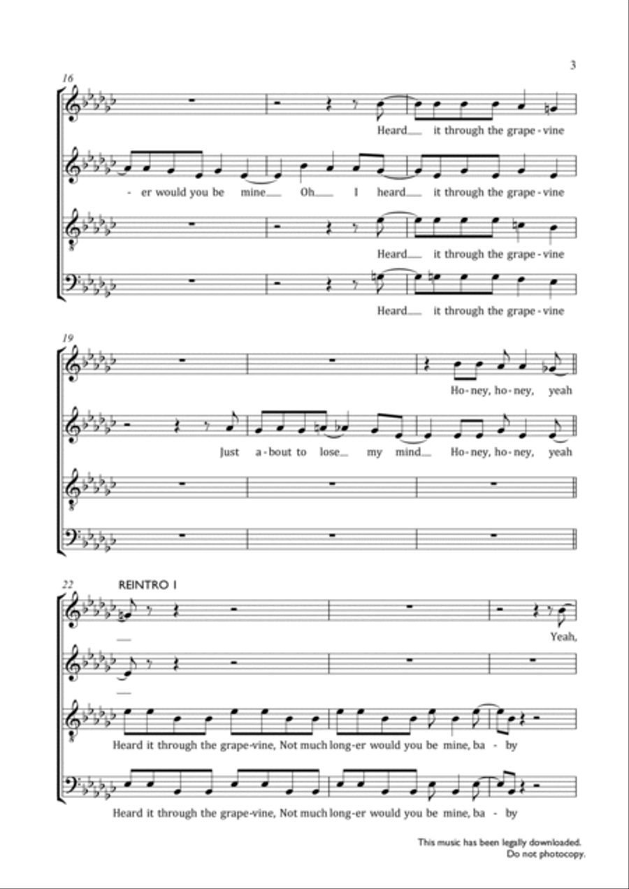 I Heard It Through The Grapevine 4-Part scores gallery preview page 3