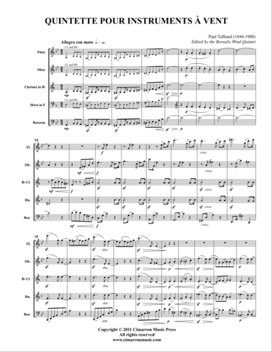 Quintette Pour Instruments Ã€ Vent Woodwind Quintet scores gallery preview page 1