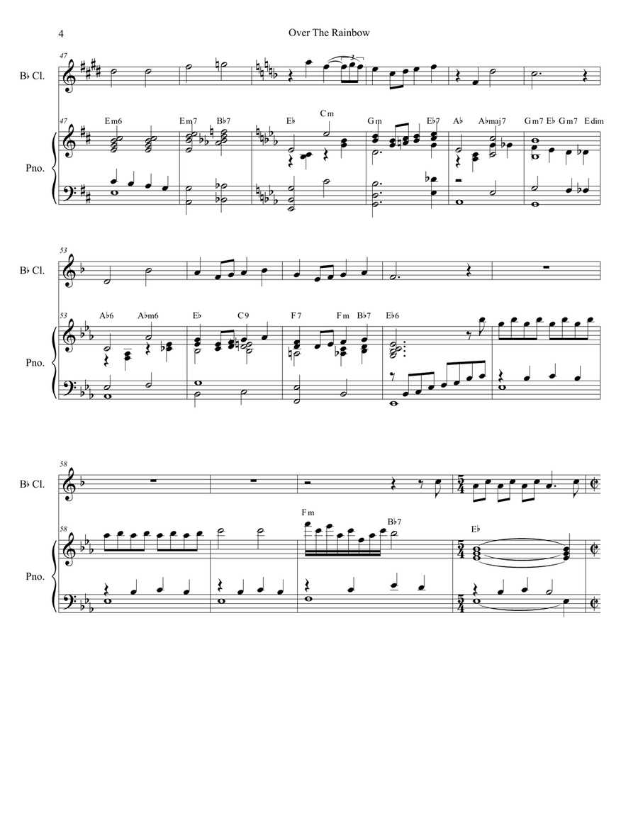 Over The Rainbow (from The Wizard Of Oz) Clarinet Solo scores gallery preview page 4