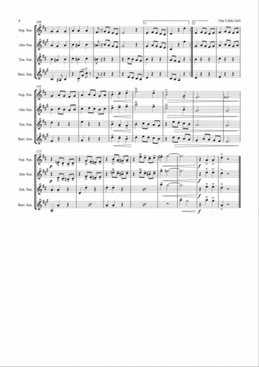 My Family 4 - Our Little Girl Saxophone Quartet scores gallery preview page 4