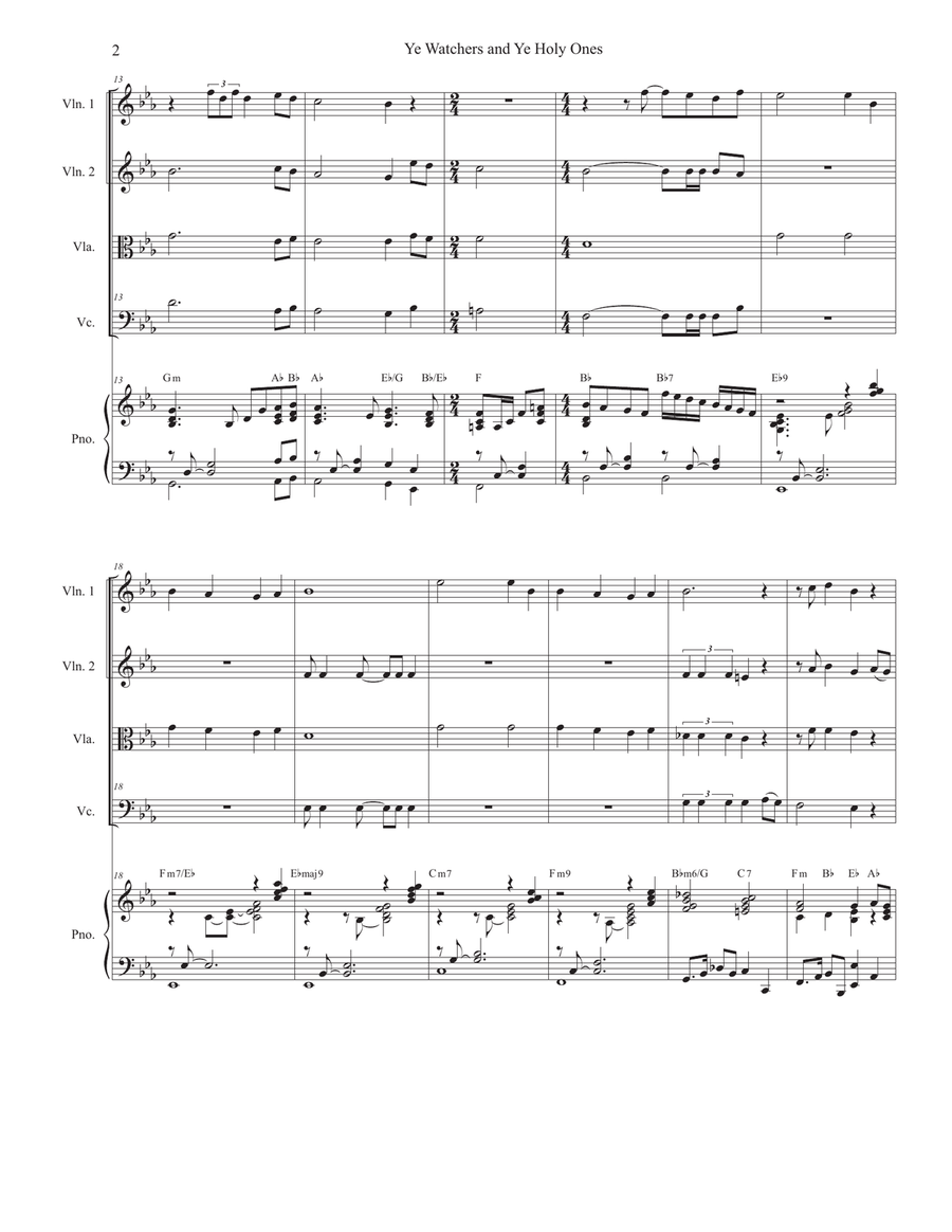 Ye Watchers and Ye Holy Ones (String Quartet and Piano) Piano Quintet scores gallery preview page 3