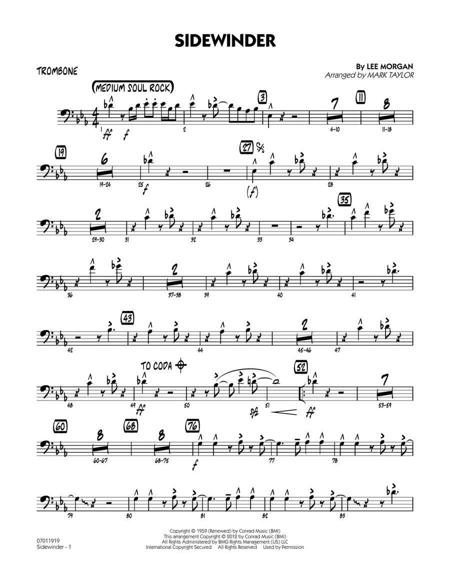 Sidewinder - Trombone Sidewinder - Trombone Jazz Ensemble scores gallery preview page 1