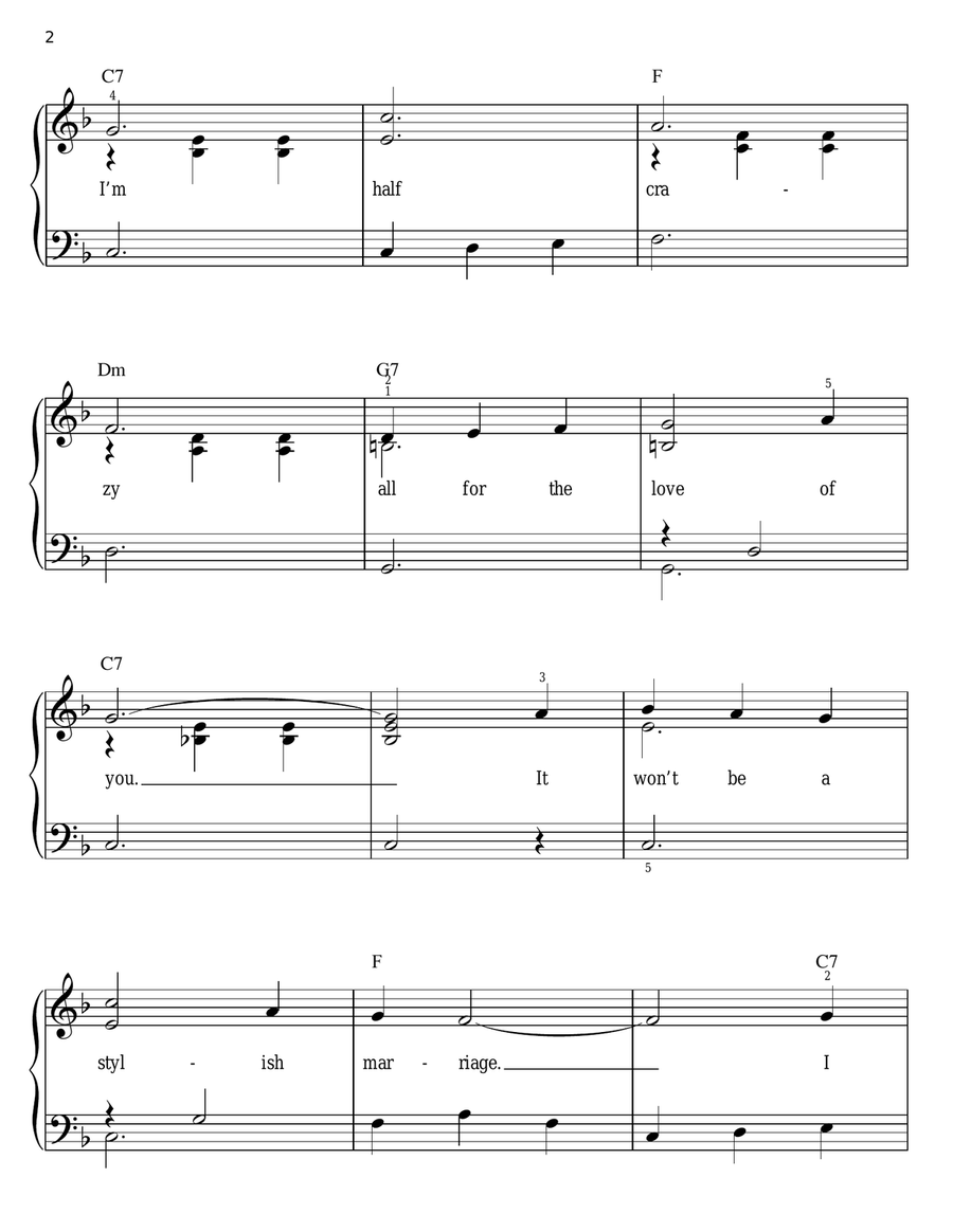 A Bicycle Built For Two (Daisy Bell) Easy Piano scores gallery preview page 2