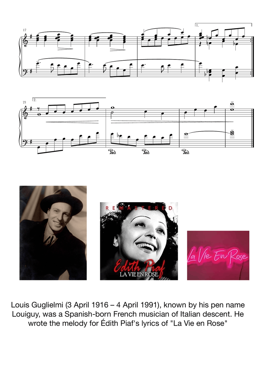 La Vie En Rose Piano Solo scores gallery preview page 2