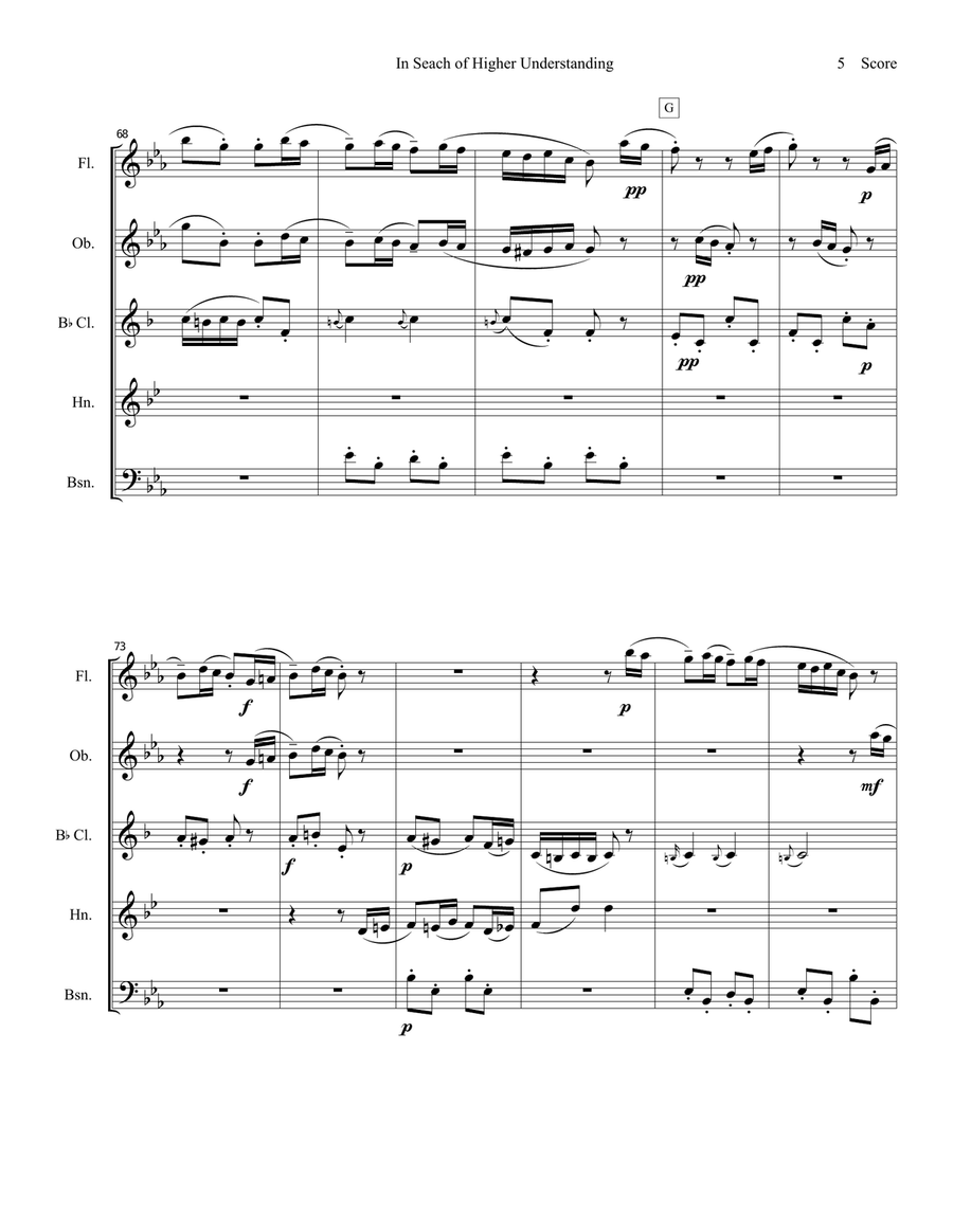 Mahler - In Search of Higher Understanding set for Wind Quintet Woodwind Quintet scores gallery preview page 5