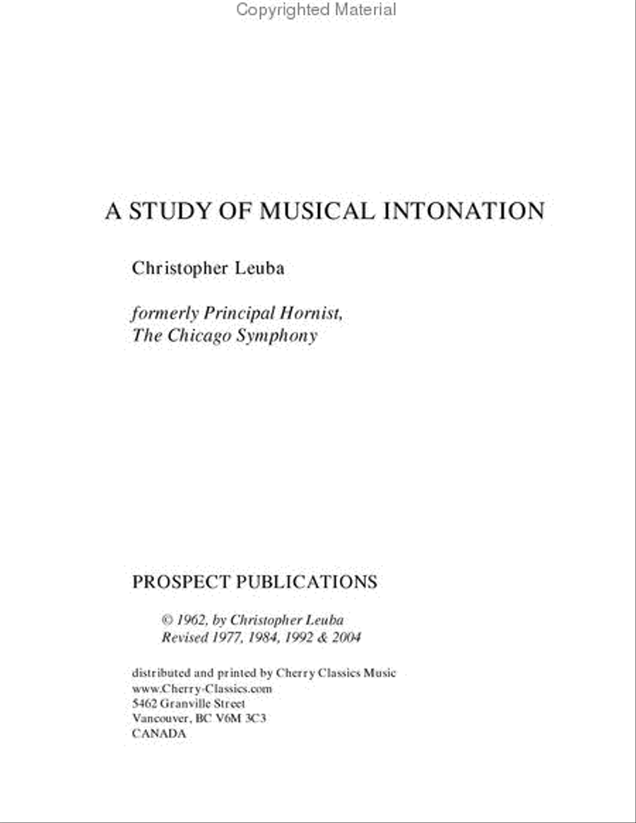 Study In Musical Intonation