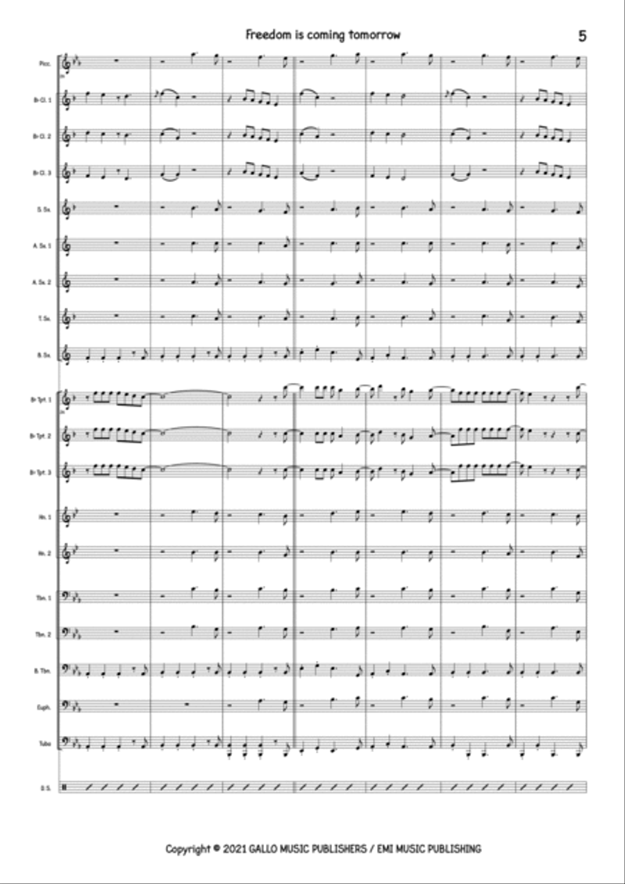 Freedom Is Coming Tomorrow Marching Band scores gallery preview page 5