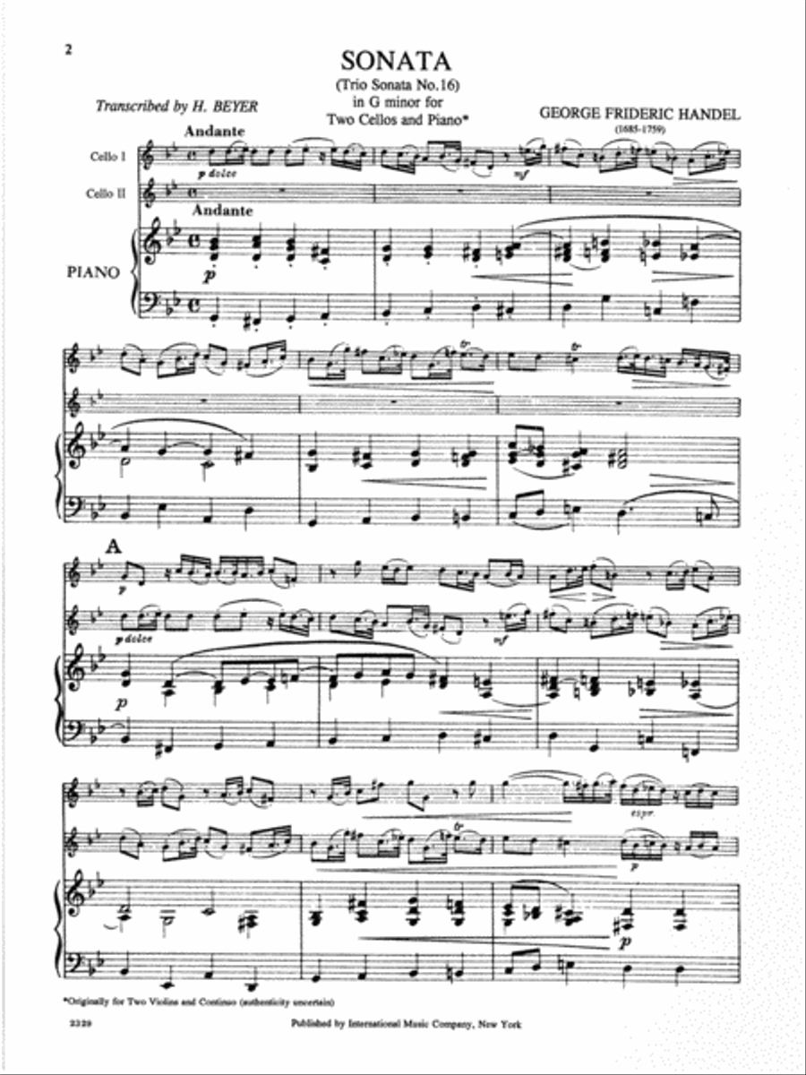 Sonata in G minor, Op. 2 No. 8 Cello scores gallery preview page 2