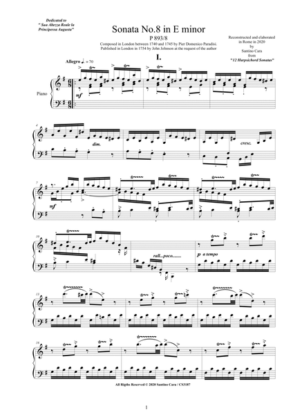 Paradisi - Piano Sonata No.8 in E minor, P893-8 image number null