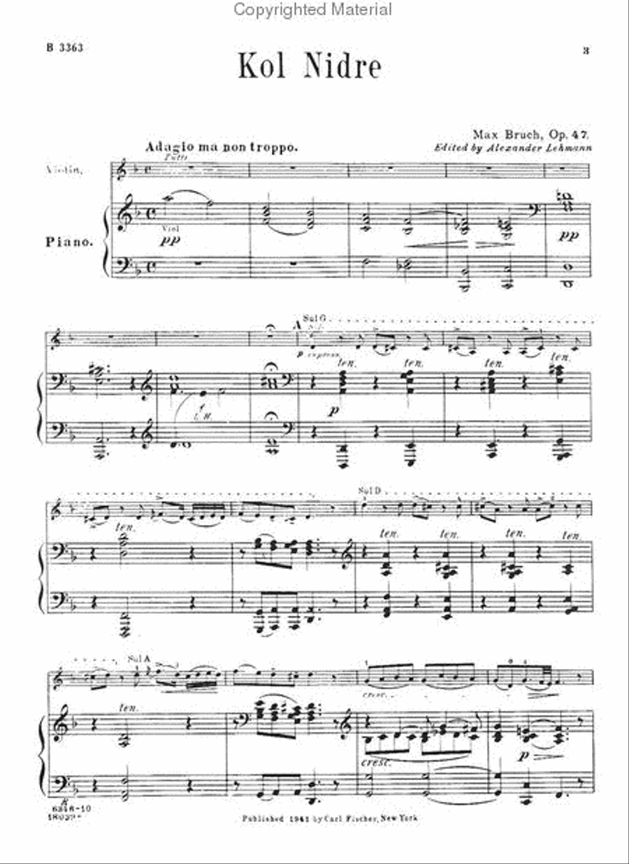 Kol Nidre Op. 47 Violin Solo scores gallery preview page 2