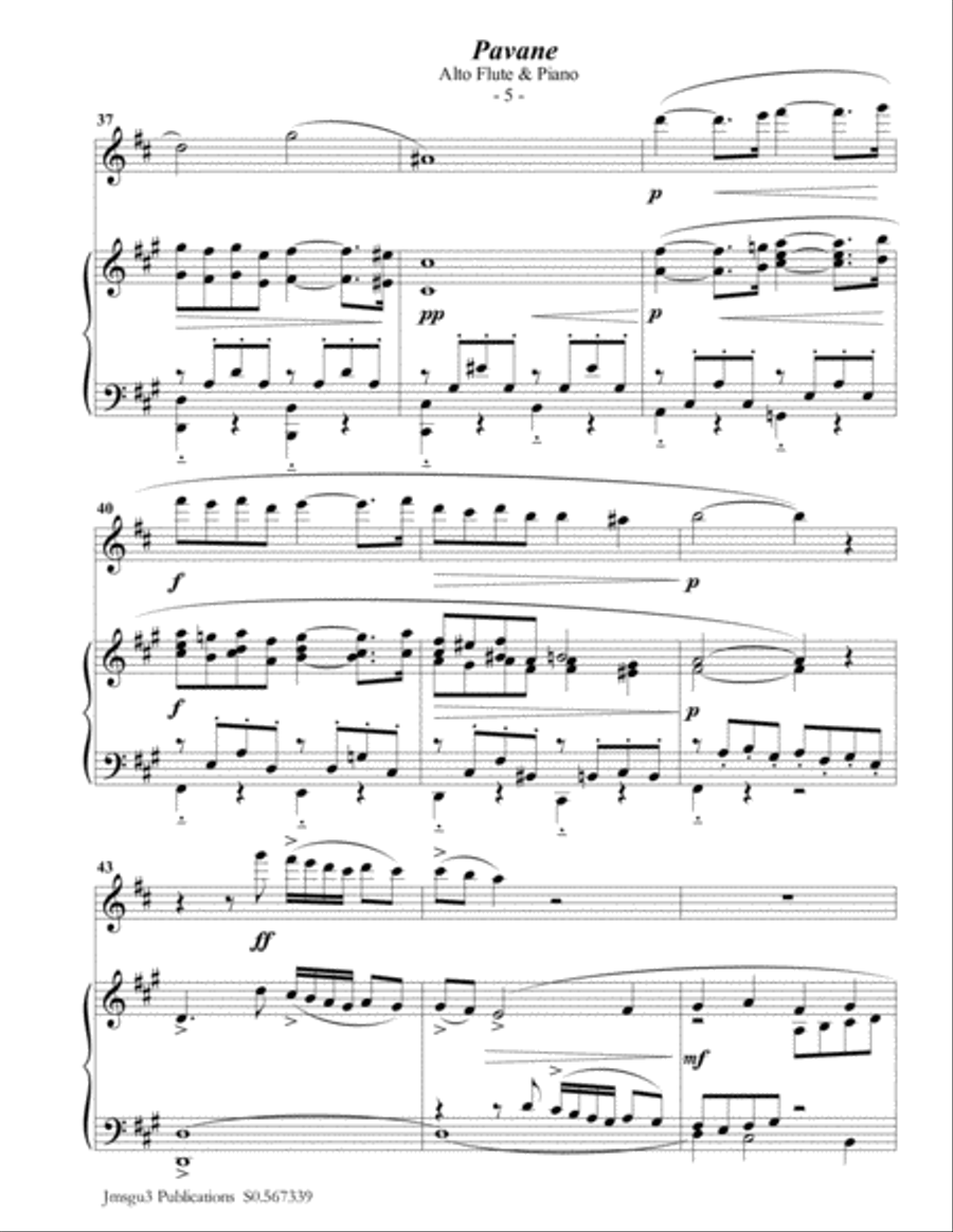 Fauré: Pavane Op. 50 for Alto Flute & Piano Fauré: Pavane Op. 50 for Alto Flute & Piano Flute Solo scores gallery preview page 5