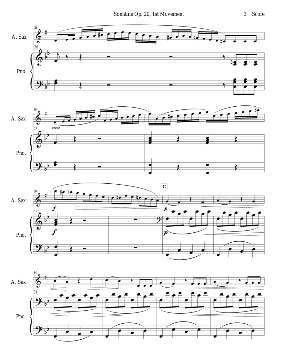Sonatine by Kuhlau for Alto Sax and Piano Alto Saxophone scores gallery preview page 3