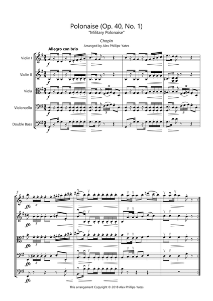"Military" Polonaise Op. 40 No. 1 (String Orchestra or String Quartet)